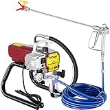 OldFe 1800W Airless Spritzlackiermaschine 2,2 L/MIN Sprühpistole Farbsprühsystem 50 Hz Airless Paint Sprayer 220V Lackiergerät Airless Farbsprühgerät Sprühmaschine Airlessgerät Wandlackierpistole