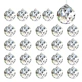 Luxoraiova 24 Stück Kristallkugel 24mm Prisma Sonnenfänger Kristall, hängende Kristalle zum Aufhängen, Regenbogen Anhänger für Fenster, Kronleuchter, Feng Shui & Geschenk