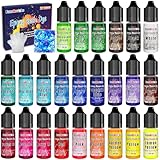 FansArriche Epoxidharz-Farbe – 24 Farben Harz-Farbstoff, durchscheinendes Epoxidharz-Pigment für die DIY-Schmuckherstellung, epoxy resin dye für Handwerk, Malerei, Schmuck – jeweils 10 ml