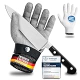 ® Schnittschutzhandschuh aus Edelstahl-Draht - hoher komfort & sicheres Schneiden - praktisch, leicht zu reinigen & lebensmittelecht - inklusive Baumwoll Handschuh (XL)
