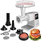 GASTROBACK Elektrischer Fleischwolf mit Wurstfüller und Spritzgebäckvorsatz - 2500 Watt 6-in-1 Edelstahl Meat Grinder - Wurstfüllmaschine elektrisch mit Touch Screen inkl Burger-Presse
