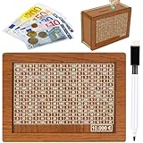 Spardose aus Holz - spardose mit zähler für 10000 Euro, Wiederverwendbare Spardose mit Sparziel und Zahlen zum ankreuzen, Retro Sparbüchse Aufbewahrungsbox für Erwachsene und Kinder