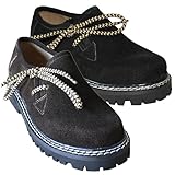 German Wear Kinder Jungen Mädchen Haferlschuhe Trachtenschuhe Wildleder, Farbe:Dunkelbraun, Größe:35