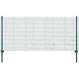 vidaXL Maschendrahtzaun mit Pfosten Komplett Set Maschendraht Zaun Zaunset Gartenzaun Drahtzaun Gehege Kaninchendraht Stahl 25x0,75m Grün 50mm