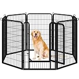 Yaheetech Welpenlaufstall 8-teilig 100cm hoch,Welpenauslauf mit Tür für Hunde Wohnung und Garten,Faltbares Welpenfreigehege Zaun Gitter