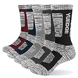 YUEDGE 5 paar Wandersocken Trekkingsocken für Herren Atmungsaktiv Sportsocken Hochleistung 38-43, Size ML, Schwarz/Grau/Hellgrau/Blau/Weinrot