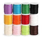 ABSOFINE 12 Rollen Gewachste Baumwollschnur Wachsband Baumwollkordel 10m Ø 1mm für Schmuckherstellung DIY Handwerk Machen