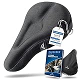 Nextcover NEU Universal Gel Sattelbezug Fahrrad inkl. Regenschutz I 28x18cm I Fahrradsattel Überzug mit mehrschichtigem Polster I Sattelschutz Fahrradsitz für Damen & Herren (Schmal)