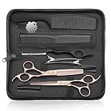 JASON Friseurscheren Set Profi - Haarschneideschere&Effilierschere 6.5" Haarschere Friseurschere für Friseur/Anfänger, Roségold