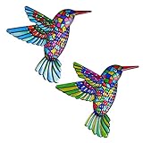 OFFCUP Kolibri-Wand-Dekor, 2pcs Kolibri Metall, Wanddekoration 3D Kolibri, Wandskulptur Vögel, Metall Vogel Wanddekoration hängende Kolibri Zum Aufhängen Outdoor Garten Metall Wandkunst