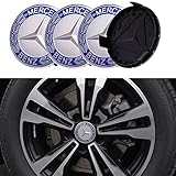 4 Stück Nabendeckel für Mercedes Benz 75MM Radnabenkappen Felgendeckel Felgenkappen Nabenkappen Wheel Caps Radnabenabdeckung, Blau