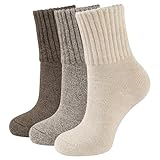 CLOSEMATE Thermosocken Damen Socken 3 Paar Wintersocken Warme Dicke Gestrickte Stricksocken Gekämmte Baumwollsocken Haussocken 35-38 39-42 1Espressobraun 1Milchkaffeebraun 1Hellbraun
