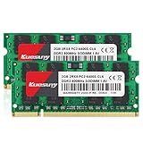 Kuesuny 4 GB Kit (2 x 2 GB) PC2 6400 2Rx8 PC2-6400S CL6 DDR2 SODIMM 800MHZ 1.8V DDR2-800 200pin Non-ECC RAM für Notebook SODIMM Ungepuffert