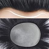 Haar-Toupet-System für Männer, ultradünnes Haut-V-Loop-Herren-Toupet, Vollpoly-PU-Menschenhaarteil-Perückensystem für Haarausfall bei Männern, täglich(Black,18 * 22cm)