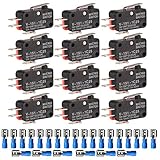 Gebildet 12pcs V-151-1C25 Mikroschalter 125V/250V 15A Momentanen Endschalter,3 Pins SPDT Snap Action Miniature Basic Micro Schalter+24pcs Terminals