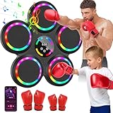 Music Boxing Machine, Elektronische Boxmaschine mit Musik, 2 Paar Boxhandschuhen, Farblichter, Bluetooth, 9 Geschwindigkeits und Trainingsmodi, Zählmodus, Musik Box Maschine für Erwachsene und Kinder