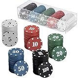 Chips Kartendecks 100 Stücke Casino Chips Poker Deluxe Poker Chips Blackjack Poker Chip Laser Pokerchips Poker Chips Plastic Casino Spiel Chips Game Chips mit Box für Party Home Casino Brettspiele