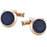 Montblanc Meisterstück Manschettenknöpfe mit PVD-Beschichtung auf Edelstahl und Lack, mit Blaufluss Edelstein verziert, Farbe: blau/roségold, 112908