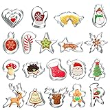 21tlg. Ausstecher Ausstechformen Set Fondant Keksausstecher Plätzchenform aus Edelstahl kecksstecher Weihnachtsbackformen Plätzchenausstecher Cookie cutters keksformen für Motivtorten Tortendeko