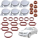 Twowinds Ansaugbrücke Drallklappen Dichtungssatz, 6 Stopfen mit 32mm und 20 Dichtungen, Kompatibel mit BMW E39 E46 E60 E61 E63 E64 E67 E81 E82 E88 E90 E91 E92 E93 X3 E83 X5 E53 E87 X5 E70 X6 E71