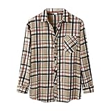 Generic Lässiges Hemd mit schottischem Druck, kariert, Herbst, Männlich, lässig, Bluse mit langen Ärmeln mit Rückkragen, Strickkragen aus Baumwolle, kaki, Medium