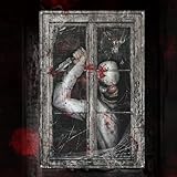 Gruselige Halloween-Fensterdeko, HD-Druck Fensterbilder mit Blut-Silhouetten für drinnen und draußen - Party-Deko (Schwarz Grau-Clown)