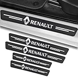 4 Stück Auto Einstiegsleisten Schutz für Renault, Auto Türschweller Schutz mit Logo, Kohlefaser Auto Türeinstiegsschutz Aufkleber