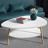 VIIROUD Couchtisch, oval, modern, Wohnzimmertisch, Sofatisch mit Füßen aus Holz, Couchtisch mit Ablage, zwei Ebenen, modernes Wohnzimmer, HxBxT: 90 x 60 x 40 cm