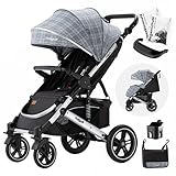 Daliya® Rapidy Buggy Kinderwagen 0-36 Monate Sportwagen mit Liegeposition Wickeltasche, Winterfußsack, Ess- & Spieltisch und mehr (Grau Muster - Silber)