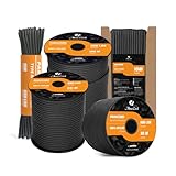 Abma Cord Paracord 550 4mm 10M 100% Nylon Seil Typ III Schnur mit 7 Kern für Basteln, Camping, Survival, Outdoor - Max. 250kg (550lbs) - Schwarz