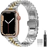Diruite für Apple Watch 49mm 45mm 44mm 42mm 41mm 40mm 38mm Armband,Galvanisieren Edelstahl Armbänder Mit Doppelt Faltschließe Ersatzarmband für Apple Watch Ultra/Series 8/7/6/5/4/SE/SE 2