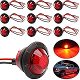 GALDOEP 10 Pcs 3/4 Zoll Runde Seitenmarkierungsleuchte,24V LED-Seitenmarkierungsleuchten für LKW Anhänger Van Caravan LKW Auto Bus Boot（Rot ）