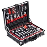 Meister Werkzeugkoffer 161-teilig - Stabiler Alu-Koffer -Set - Für Haushalt, Garage & Werkstatt/Profi befüllt/Werkzeugkiste/Werkzeugbox komplett mit Werkzeug / 8971810