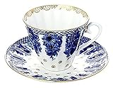 Lomonosov Porzellan-Teetasse und Untertasse, strahlender Korb, 2 Stück, 235 ml