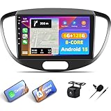 Android 15, 6G+128G 8Core CAMECHO Autoradio Navi für Hyundai i10 2007-2013 mit Carplay Android Auto Mirror Link, 9 Zoll Auto Bildschirm mit GPS WiFi Bluetooth FM/RDS Radio SWC + AHD Rückfahrkamera&MIC