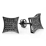 Hip Hop Ohrstecker aus 10 Karat Weißgold, mit echtem Diamanten, Schwarz plattiert, 0,13 Karat (ctw)