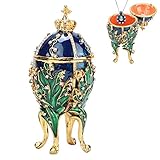 HEEPDD Handgemalte emaillierte Faberge Ei gemalt Korallen Reben Metall Schmuckschatulle für Halskette Armband Schmuckstück Home Desktop Decor Geschenke