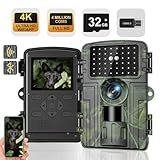 Lutranstra Wildkamera, 4K Video Wildtierkamera, 60MP Full HD WLAN mit Handyübertragung APP, Bewegungssensor, Nachtsicht, 0,1s Auslösezeit, Infrarot Wildkamera mit 32G Speicherkarte & Kartenleser IP66