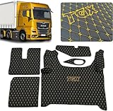 LKW-Fußmatten kompatibel zu MAN TGX 2020+ Fußmatte (Stoff schwarz, goldfäden)