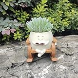 Mailfull Blumentöpfe mit Schaukel Gesicht Groß Smiley Schaukelstuhl Ubertopf Sukkulentententöpfe mit Ablaufloch für Pflanzen im Innen - und Außenbereich (02)