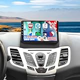 Qualcomm Android 15 4+64G 8-Core Autoradio für Ford Fiesta 2009-2014 mit Carplay Android Auto,9“ Touchscreen mit Bluetooth GPS WiFi FM/RDS DSP 3D Car Model Showcase Mirror Link+Rückfahrkamera &Mic