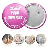 Personalisierte Button Pins, 1-100 Stück Metallabzeichen mit Foto/Text/Logo, Verschiedene Größen für Hochzeiten Partys Konferenzen Weihnachts, für Revers Hüte Taschen Firmenveranstaltungen Geschenke