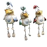 Lusacy Huhn Deko Garten Keramik, 3pcs ühner Deko Gartendeko Für Draußen Figuren, Huhn Gartendeko, Keramik Huhn Tierfigur Gartenstecker Keramikfigur Handarbeit Ornament