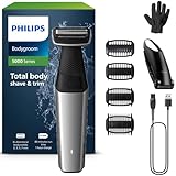 Philips Bodygroom Series 5000, wasserfester Trimmer für Intimbereich und Körper, gründliche und angenehme Rasur, Ganzkörperpflege einschließlich Rücken, 60 Min. Laufzeit, Modell BG5021/16