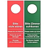 50 Stück Türschild Hotel Bitte nicht stören - Zimmer aufräumen rot/grün (GROSSE AUSFÜHRUNG - 28cm lang)