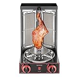 3000W Dönergrill Gas, 2 Brenner Gyros Grill für Zuhause Schaschlikgrill Rotissiere Hähnchengrill Gasgrill Steakgrill Hochleistungsgrill, LPG Vertikaler Broiler Döner Elektrische Tischgrills