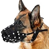 CollarDirect Maulkorb für Hunde, Deutscher Schäferhund, Dalmatiner, Dobermann, Setter, Lederkorb, mittelgroß, große Rassen, Schwarz, Braun (L, Schwarz)