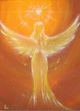Henriettes-ART Engelbild, Kunstfoto: Das Herz weiß es Herzbild mit Engel, in Braun Orange Gelb, Spirituelles Wandbild, Genesungsgeschenk (20x30cm)