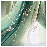 Chiffon stoff meterware Gedruckt Bestickter Gradienten Chiffon Stoff 150 Cm Breit Verkauft Meterware Für Röcke Hemden Kleidung Handgemacht(Color:Grüne Sandelholzspitze)