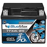 BlueMax YTX4L-BS Motorradbatterie GEL 12V 4Ah CTX4L-BS Roller Mofa Batterie 50314